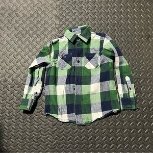 Kids Plaid Long Sleeve Shirt - Green and Navy